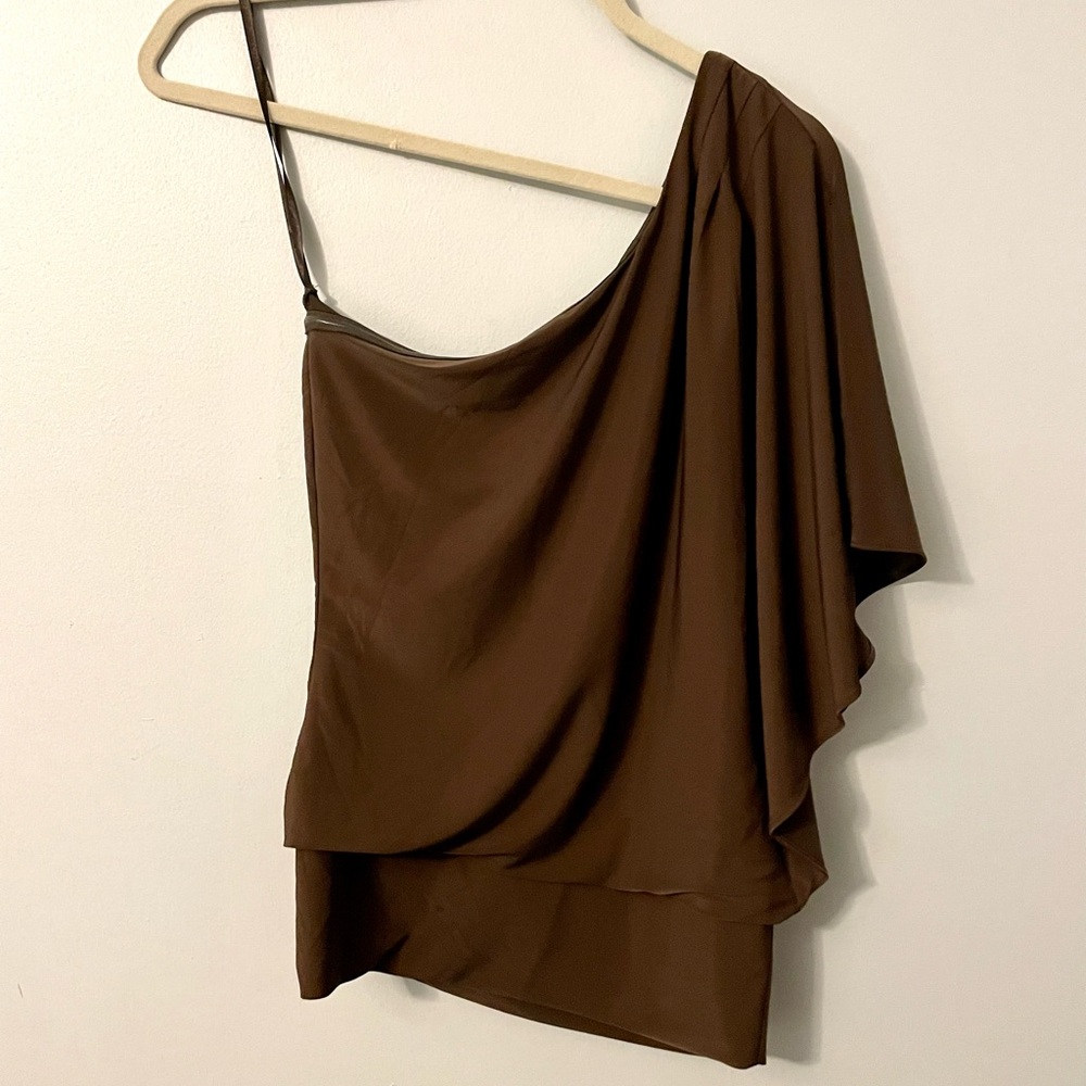 WHBM Brown One Shoulder Top
